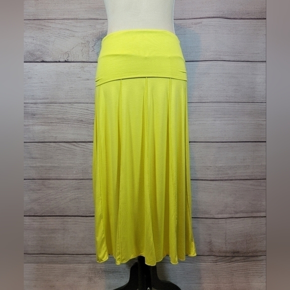 LAPIS Fold Over Waist Midi Skirt Yellow Size Large - Picture 1 of 7